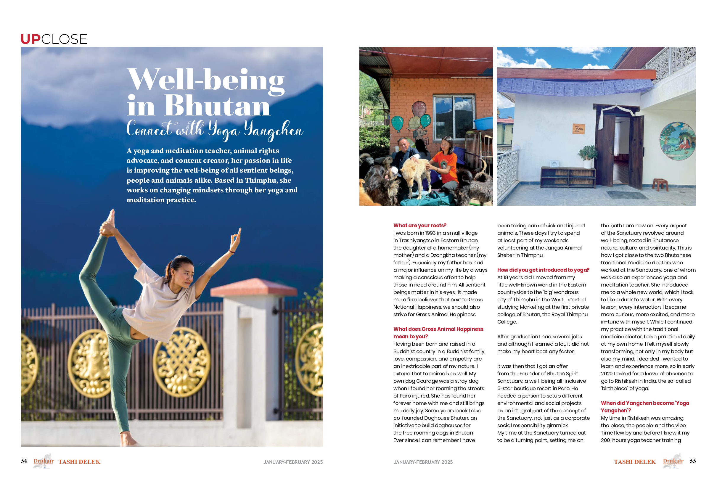 Well-Being in Bhutan feature about Yoga Yangchen in Tashi Delek magazine